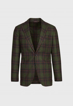 Green / Red Paul Stuart Plaid Wool Soft Constructed | UK_PAUL79490