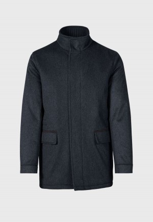 Grey Paul Stuart Cashmere Car Coat | UK_PAUL11007