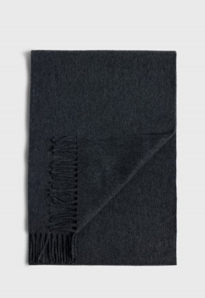 Grey Paul Stuart Cashmere Scarf with Fringe | UK_PAUL16621