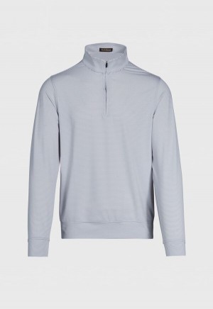 Grey Paul Stuart Fine Stripe Quarter Zip Performance Pullover | UK_PAUL98866