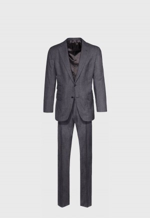 Grey Paul Stuart Grey Micro Weave Super 180s Wool | UK_PAUL37869