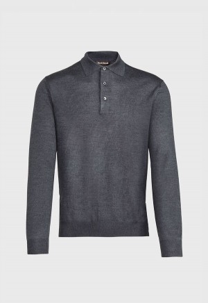 Grey Paul Stuart Long Sleeve Merino Wool | UK_PAUL57311