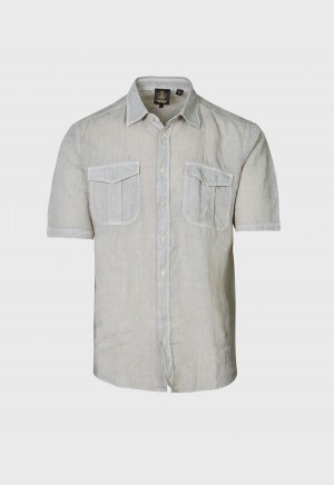 Grey Paul Stuart Washed Linen Military Style | UK_PAUL98624