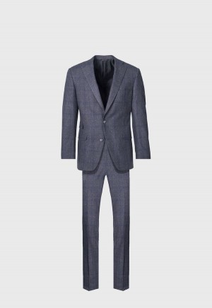 Grey Paul Stuart Wool Cashmere Plaid Paul Suit | UK_PAUL49888