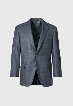 Grey / Blue Paul Stuart Cashmere Window Pane Stuart | UK_PAUL83072