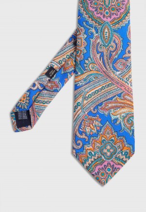 Indigo Paul Stuart Silk Twill Paisley Print | UK_PAUL72521