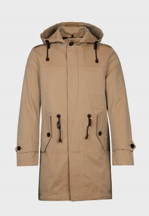 Khaki Paul Stuart Double Twisted Cotton Parka | UK_PAUL78880