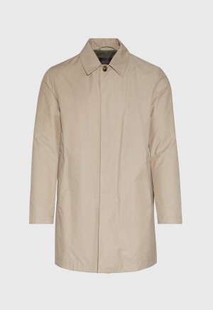 Khaki Paul Stuart Tailored Fit Raincoat | UK_PAUL87847