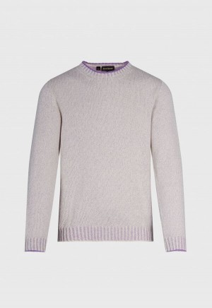 Lavender Paul Stuart Cotton Mouliné Crewneck | UK_PAUL77040