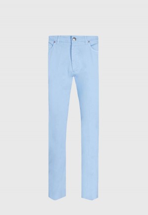 Light Blue Paul Stuart Five Pocket Gabardine Twill | UK_PAUL13329