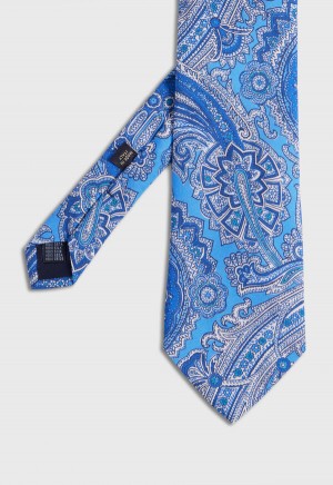 Light Blue Paul Stuart Silk Twill Paisley Print | UK_PAUL52785