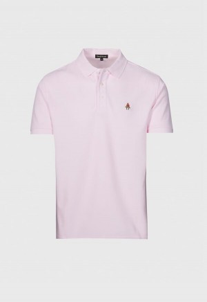 Light Pink Paul Stuart Cotton Piqué Logo Polo | UK_PAUL37556