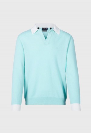 Mint Paul Stuart Cashmere Open Collar Polo | UK_PAUL62300