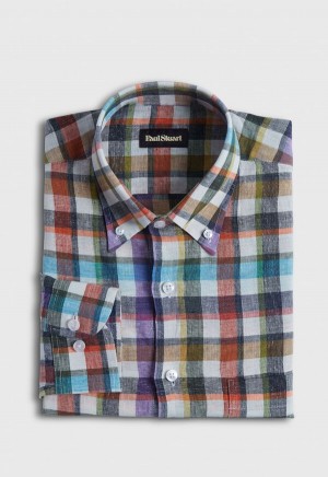 Multicolor Paul Stuart Linen Check | UK_PAUL89192