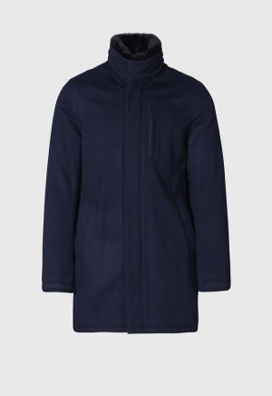 Navy Paul Stuart Cashmere Car Coat | UK_PAUL47037