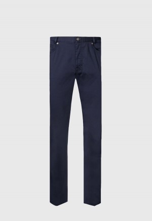 Navy Paul Stuart Cotton Five Pocket | UK_PAUL84175