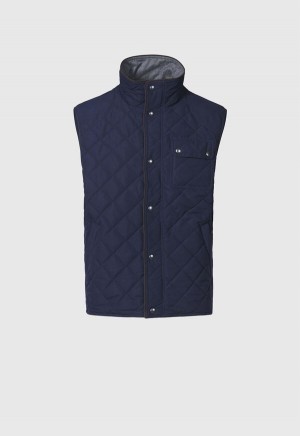 Navy Paul Stuart Diamond Quilted | UK_PAUL95535