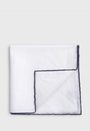 Navy Paul Stuart Handkerchief with Contrast Border | UK_PAUL70180