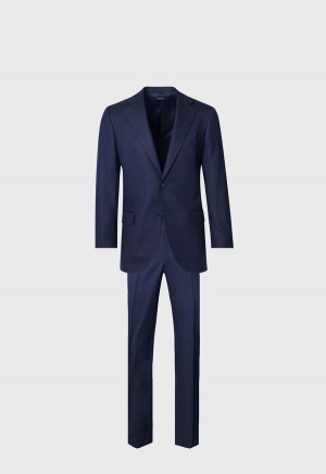 Navy Paul Stuart Heather Textured Wool Suit | UK_PAUL77224