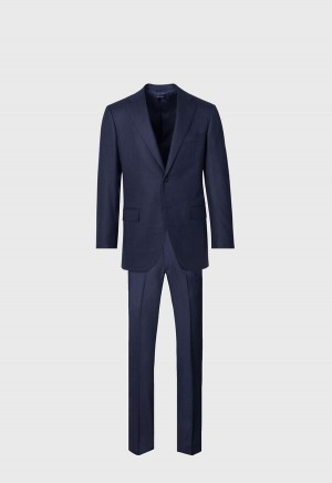 Navy Paul Stuart Nailhead Wool Andrew Suit | UK_PAUL17518