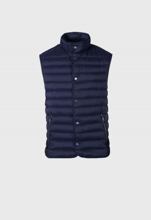 Navy Paul Stuart Quilted Nylon Vest | UK_PAUL23554