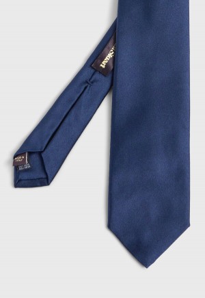 Navy Paul Stuart Solid Silk | UK_PAUL47711