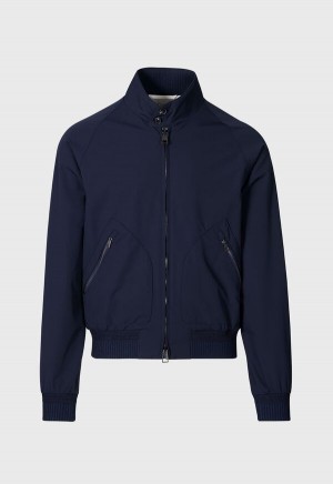 Navy Paul Stuart Technical Jersey Bomber Jacket | UK_PAUL37305