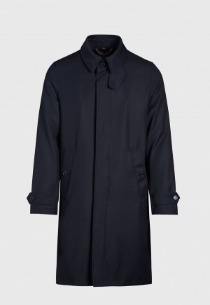 Navy Paul Stuart Water Repellent Wool Coat | UK_PAUL84001