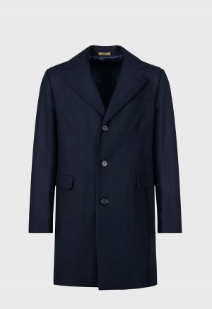 Navy Paul Stuart Wool & Cashmere Chesterfield Coat | UK_PAUL71346