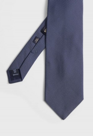 Navy Paul Stuart Woven Silk Micro Dot | UK_PAUL60275