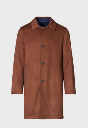 Navy / Brown Paul Stuart Cashmere Reversible Coat | UK_PAUL21779