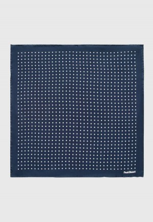 Navy / Cream Paul Stuart Printed Silk Dot | UK_PAUL16005