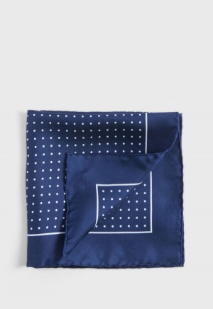 Navy / White Paul Stuart Silk Twill Dot Print | UK_PAUL80328