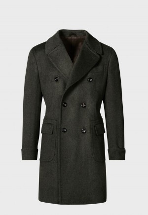 Olive Paul Stuart Double Breasted Military Style Wool Coat | UK_PAUL64590