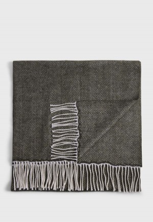 Olive Paul Stuart Wool Chevron Scarf | UK_PAUL61943