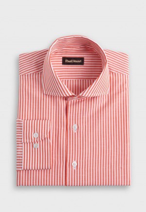 Orange Paul Stuart Bengal Stripe Cotton & Linen | UK_PAUL22593