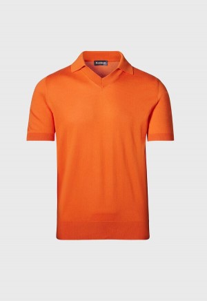 Orange Paul Stuart Organic Cotton Open Collar | UK_PAUL46673