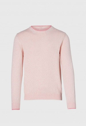 Pink Paul Stuart Cotton Mouliné Crewneck | UK_PAUL54963