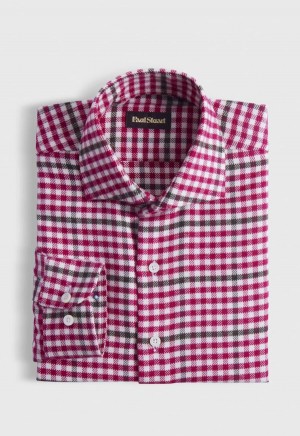 Pink Paul Stuart Flannel Small Plaid | UK_PAUL57316