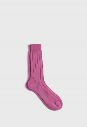 Pink Paul Stuart Mercerized Cotton Ribbed | UK_PAUL94217