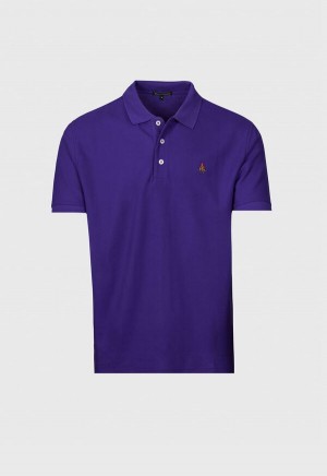 Purple Paul Stuart Cotton Piqué Logo Polo | UK_PAUL96636