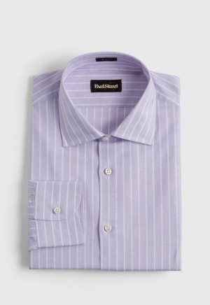 Purple Paul Stuart Cotton & Linen Striped | UK_PAUL59392