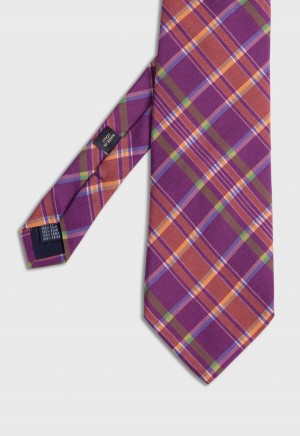 Purple Paul Stuart Printed Silk Plaid | UK_PAUL67389