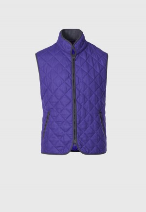 Purple Paul Stuart Quilted Wool Flannel Vest | UK_PAUL74429