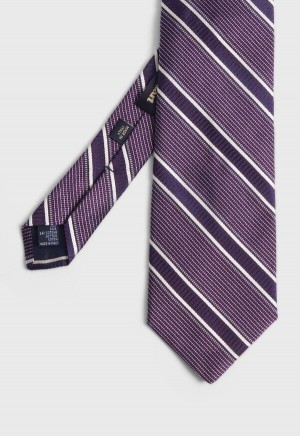 Purple Paul Stuart Silk Jacquard Macclesfield Stripe | UK_PAUL77806