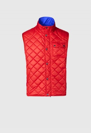 Red Paul Stuart Diamond Quilted Vest | UK_PAUL50983