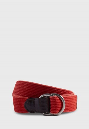 Red Paul Stuart O-Ring with Crocodile Tabs | UK_PAUL24866