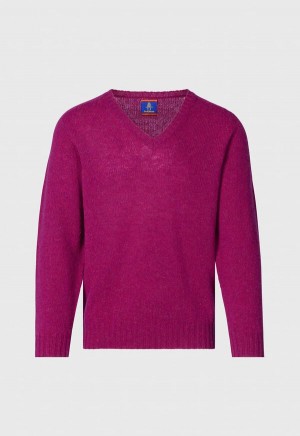 Red Paul Stuart Shetland Wool V-Neck | UK_PAUL47086