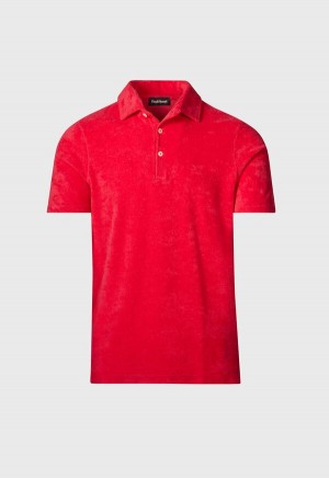 Red Paul Stuart Terry Cloth Short Sleeve | UK_PAUL35405