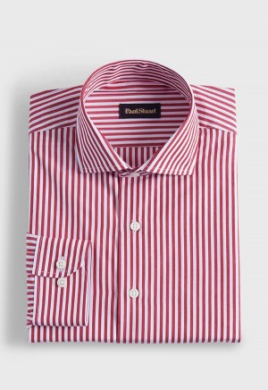 Red / White Paul Stuart Cotton Bengal Stripe | UK_PAUL42715